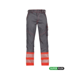 Pantalon stretch haute visibilité multipoches EN ISO 20471 classe 1 Gris ciment/rouge fluo coupe courte – Dassy Princeton