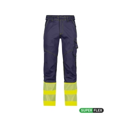 Pantalon stretch haute visibilité multipoches EN ISO 20471 classe 1 Marine/jaune fluo coupe courte – Dassy Princeton