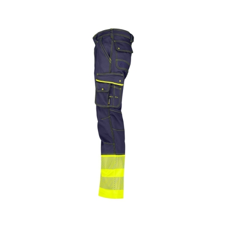 Pantalon stretch haute visibilité multipoches EN ISO 20471 classe 1 Marine/jaune fluo coupe courte – Dassy Princeton