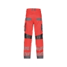 Pantalon été haute visibilité multipoches avec poches genoux Cordura Rouge fluo/gris ciment coupe courte – Dassy Odessa