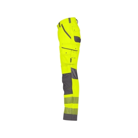 Pantalon été haute visibilité multipoches avec poches genoux Cordura Jaune fluo/gris ciment – Dassy Odessa