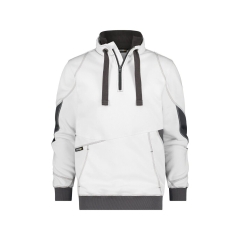 Sweat-shirt de travail col zippé coudes renforcés Cordura Blanc/gris anthracite – Dassy Stellar