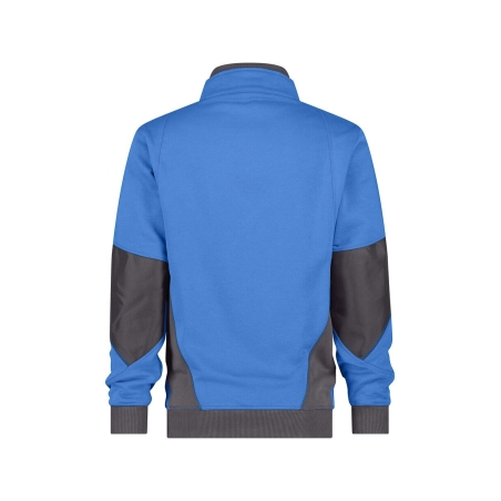 Sweat-shirt de travail col zippé coudes renforcés Cordura Bleu azur/gris anthracite – Dassy Stellar