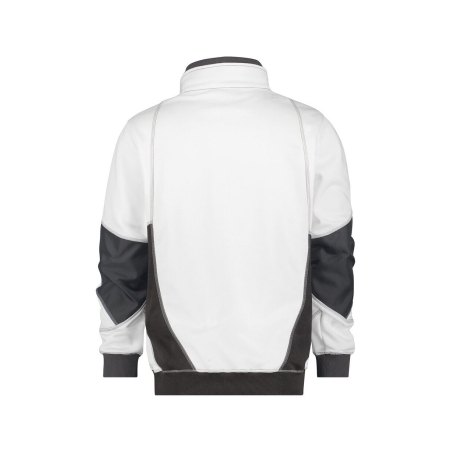 Sweat-shirt de travail col zippé coudes renforcés Cordura Blanc/gris anthracite – Dassy Stellar