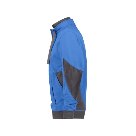 Sweat-shirt de travail col zippé coudes renforcés Cordura Bleu azur/gris anthracite – Dassy Stellar