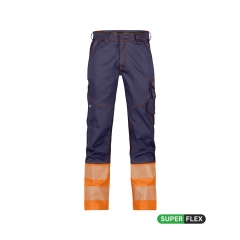 Pantalon stretch haute visibilité multipoches EN ISO 20471 classe 1 Marine/orange fluo – Dassy Princeton