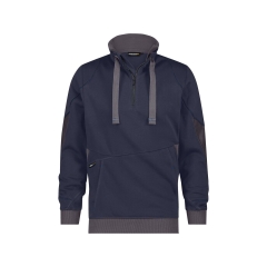 Sweat-shirt de travail col zippé coudes renforcés Cordura Bleu nuit/gris anthracite – Dassy Stellar