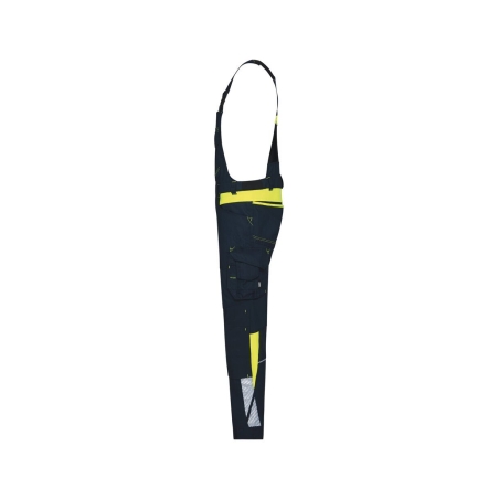 Cotte à bretelles stretch multipoches avec genouillères Cordura® Bleu nuit/jaune fluo coupe longue – Dassy Ulsan