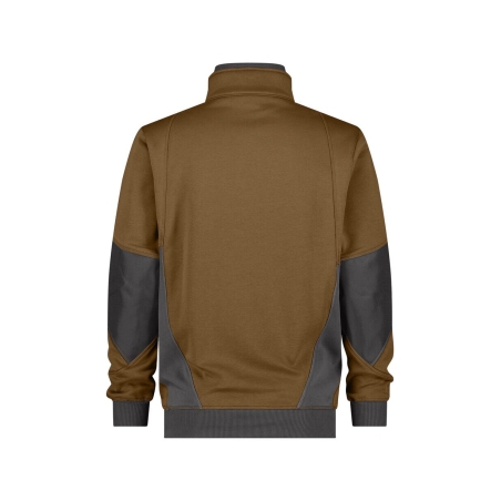 Sweat-shirt de travail col zippé coudes renforcés Cordura Camel/gris anthracite – Dassy Stellar