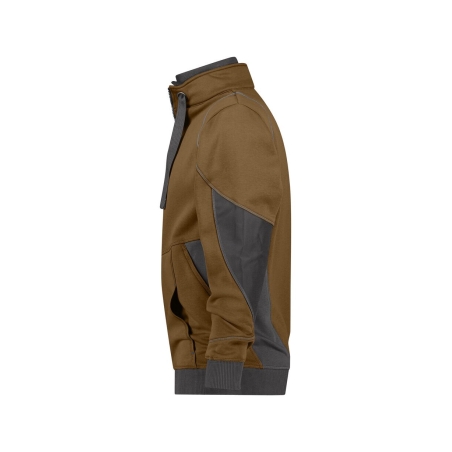 Sweat-shirt de travail col zippé coudes renforcés Cordura Camel/gris anthracite – Dassy Stellar