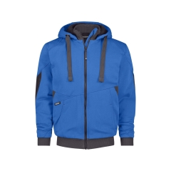 Sweat à capuche de travail coudes renforcés Cordura doublure teddy Bleu azur/gris anthracite – Dassy Pulse