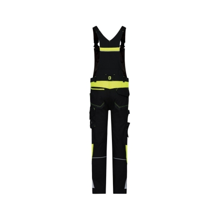 Cotte à bretelles stretch multipoches avec genouillères Cordura® Noir/jaune fluo coupe longue – Dassy Ulsan