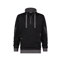 Sweat-shirt de travail col zippé coudes renforcés Cordura Noir/gris anthracite – Dassy Stellar