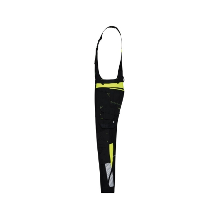 Cotte à bretelles stretch multipoches avec genouillères Cordura® Noir/jaune fluo coupe longue – Dassy Ulsan