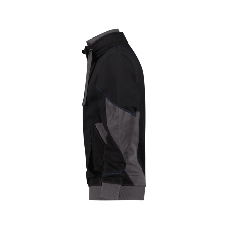 Sweat-shirt de travail col zippé coudes renforcés Cordura Noir/gris anthracite – Dassy Stellar