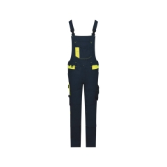 Cotte à bretelles stretch multipoches avec genouillères Cordura® Bleu nuit/jaune fluo – Dassy Ulsan