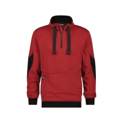 Sweat-shirt de travail col zippé coudes renforcés Cordura Rouge/noir – Dassy Stellar