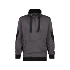 Sweat-shirt de travail col zippé coudes renforcés Cordura Gris anthracite/noir – Dassy Stellar
