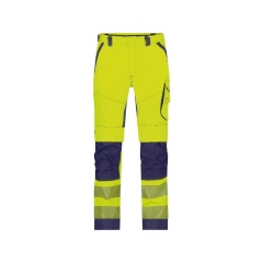 Pantalon été haute visibilité multipoches avec poches genoux Cordura Jaune fluo/marine – Dassy Odessa