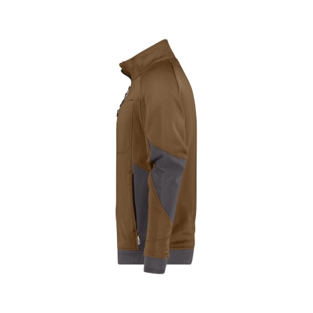 Sweat-shirt de travail zippé coudes renforcés Cordura Stretch Camel/gris anthracite – Dassy Velox