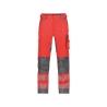 Pantalon été haute visibilité multipoches avec poches genoux Cordura Rouge fluo/gris ciment – Dassy Odessa