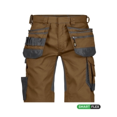 Bermuda de travail multipoches stretch quadri-directionnel Camel/gris anthracite – Dassy Trix