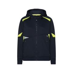 Sweat à capuche zippé femme avec détails réfléchissants Marine/jaune – Dassy Santos Women