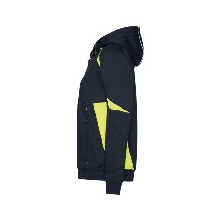Sweat à capuche zippé femme avec détails réfléchissants Marine/jaune – Dassy Santos Women