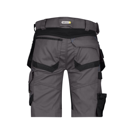 Bermuda de travail multipoches stretch quadri-directionnel Gris anthracite/noir – Dassy Trix