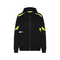 Sweat zippé à capuche double couche bandes réfléchissantes Noir/jaune fluo – Dassy Santos Women