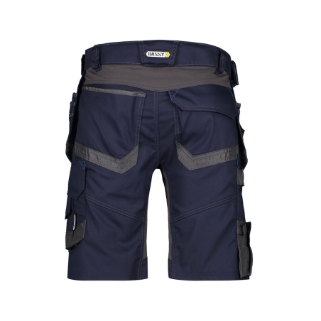 Bermuda de travail multipoches stretch quadri-directionnel Bleu nuit/gris anthracite – Dassy Trix