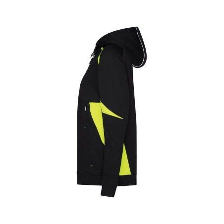 Sweat zippé à capuche double couche bandes réfléchissantes Noir/jaune fluo – Dassy Santos Women