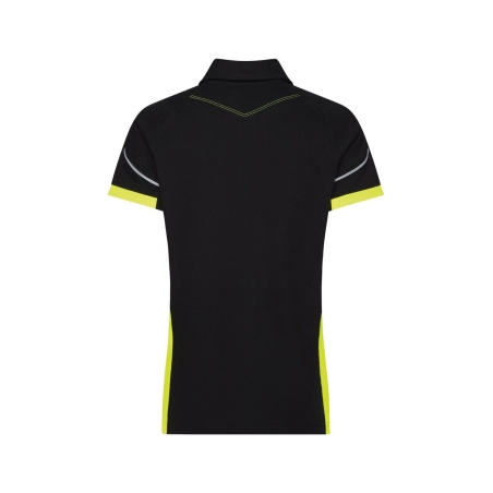Polo de travail femme respirant avec détails réfléchissants Noir/jaune fluo – Dassy Veracruz Women