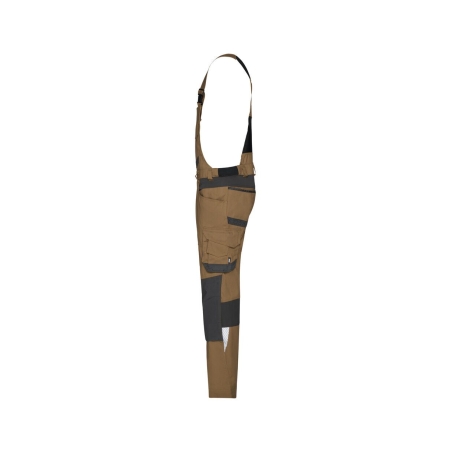 Cotte à bretelles stretch multipoches 4-way Cordura Camel/gris coupe longue – Dassy Tronix Next