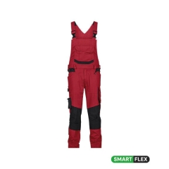 Cotte à bretelles stretch multipoches 4-way Cordura Rouge/noir coupe courte – Dassy Tronix Next