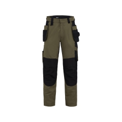 Pantalon de travail multipoches stretch quadri-directionnel Kaki/noir coupe longue – Dassy Rossi Flex