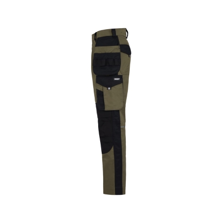 Pantalon de travail multipoches stretch quadri-directionnel Kaki/noir coupe courte – Dassy Rossi Flex