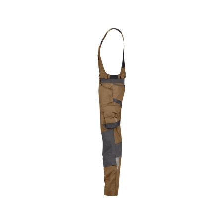 Cotte à bretelles stretch multipoches Cordura Camel/gris coupe courte – Dassy Tronix