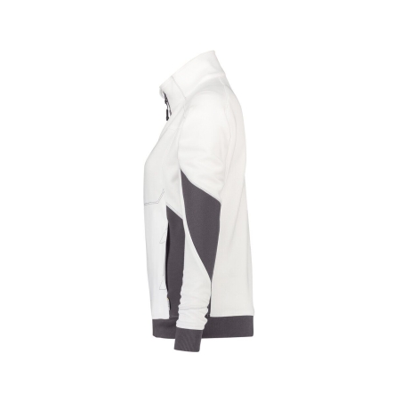 Sweat-shirt femme zippé coudes renforcés Cordura Blanc/gris anthracite – Dassy Velox Women