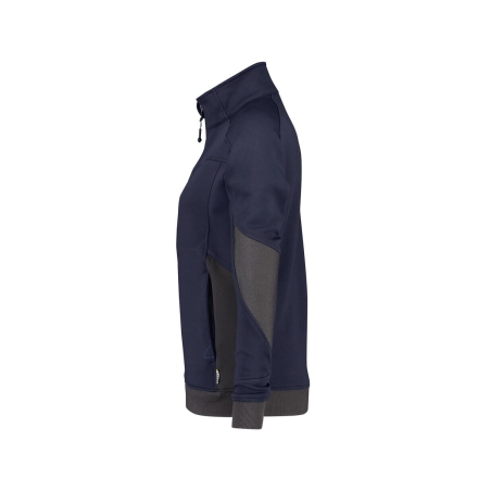 Sweat-shirt femme zippé coudes renforcés Cordura Bleu nuit/gris anthracite – Dassy Velox Women