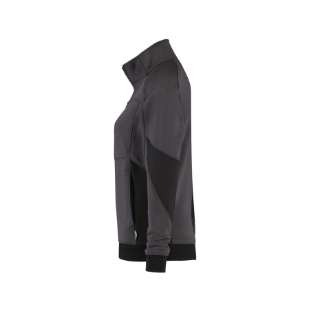 Sweat-shirt femme zippé coudes renforcés Cordura Gris anthracite/noir – Dassy Velox Women