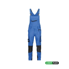 Cotte à bretelles stretch multipoches avec genouillères Cordura Bleu azur/gris anthracite coupe longue – Dassy Voltic