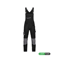Cotte à bretelles stretch multipoches avec genouillères Cordura Noir/gris anthracite coupe longue – Dassy Voltic