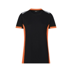 T-shirt de travail col rond avec détails réfléchissants Noir/orange – Dassy Tampico Women