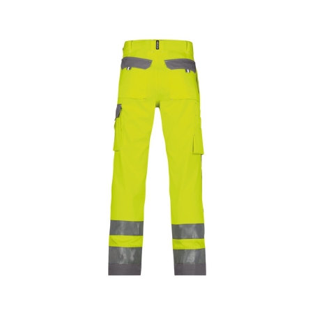 Pantalon de travail haute visibilité multipoches 245 g/m² Jaune fluo/gris ciment coupe courte – Dassy Buffalo