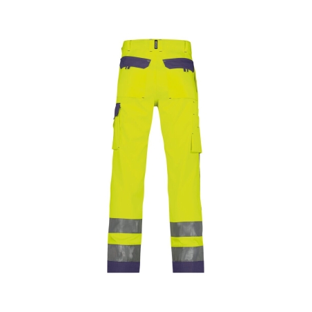 Pantalon de travail haute visibilité multipoches 245 g/m² Jaune fluo/marine coupe courte – Dassy Buffalo