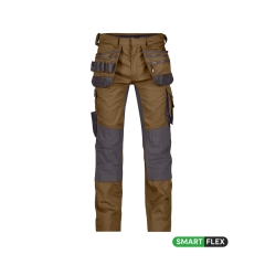 Pantalon de travail stretch multipoches entrejambe long Camel/gris anthracite coupe courte – Dassy Flux