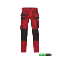 Pantalon de travail stretch multipoches entrejambe long Rouge/noir coupe longue – Dassy Flux