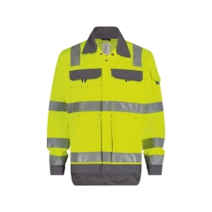 Veste haute visibilité classe 3 polycoton multipoches Jaune fluo/gris ciment – Dassy Dusseldorf