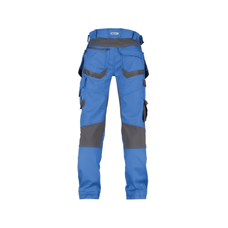 Pantalon de travail stretch multipoches entrejambe long Bleu azur/gris anthracite coupe courte – Dassy Flux